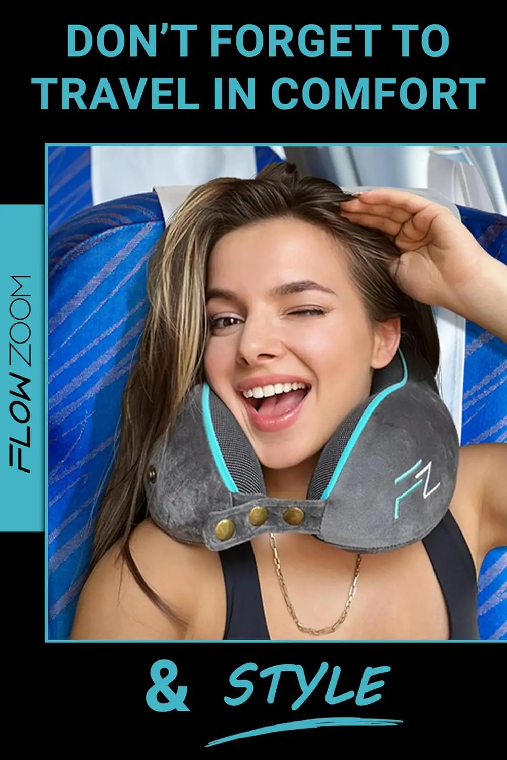 FlowZoom Travel Pillow Memory Foam - Airplane Neck Pillow - 81SL1LvCydL._AC_SL1500_